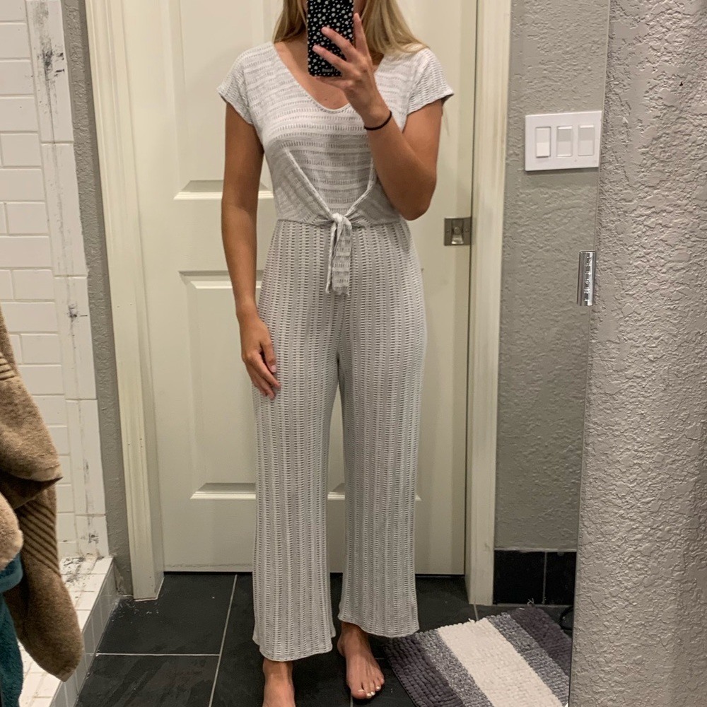 Grey and White Cotton Jumper